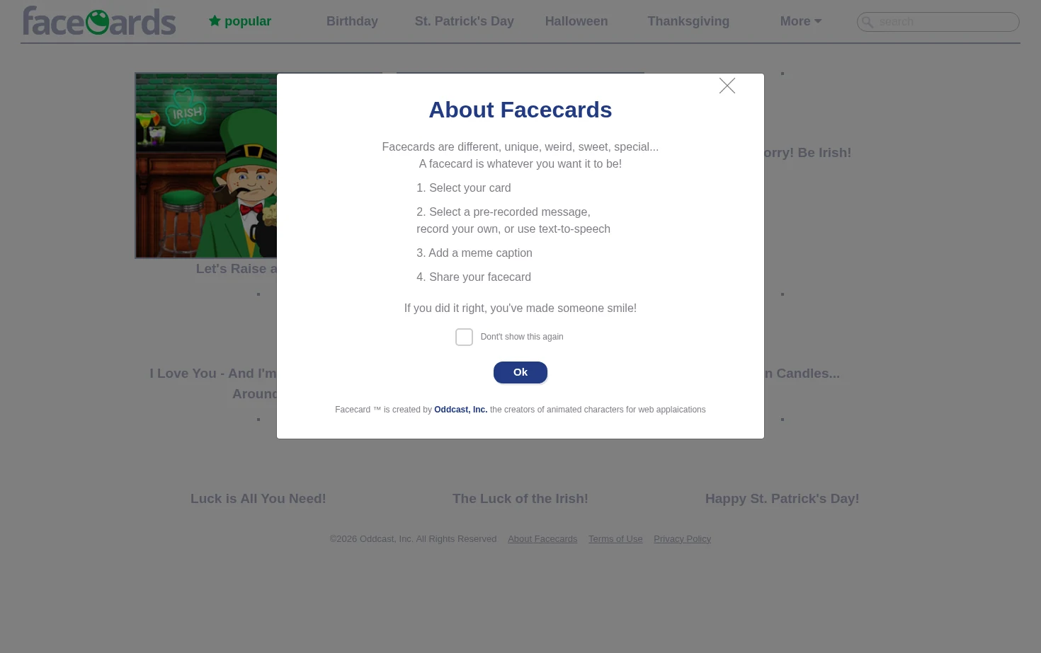 Facecards 页面快照